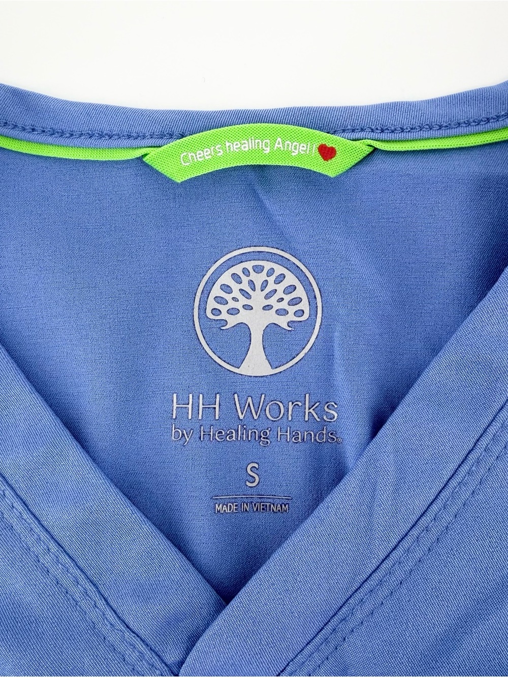 HH Works Size Small Monica V-Neck Scrub Top Blue Princess Seams Medical Uniform - Picture 3 of 8